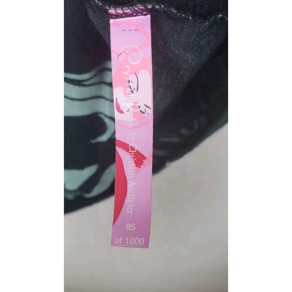 Christian Audigier Crystal Rock Womens Tunic Top M Navy Blue Floral Y2K Limited - Picture 6 of 6